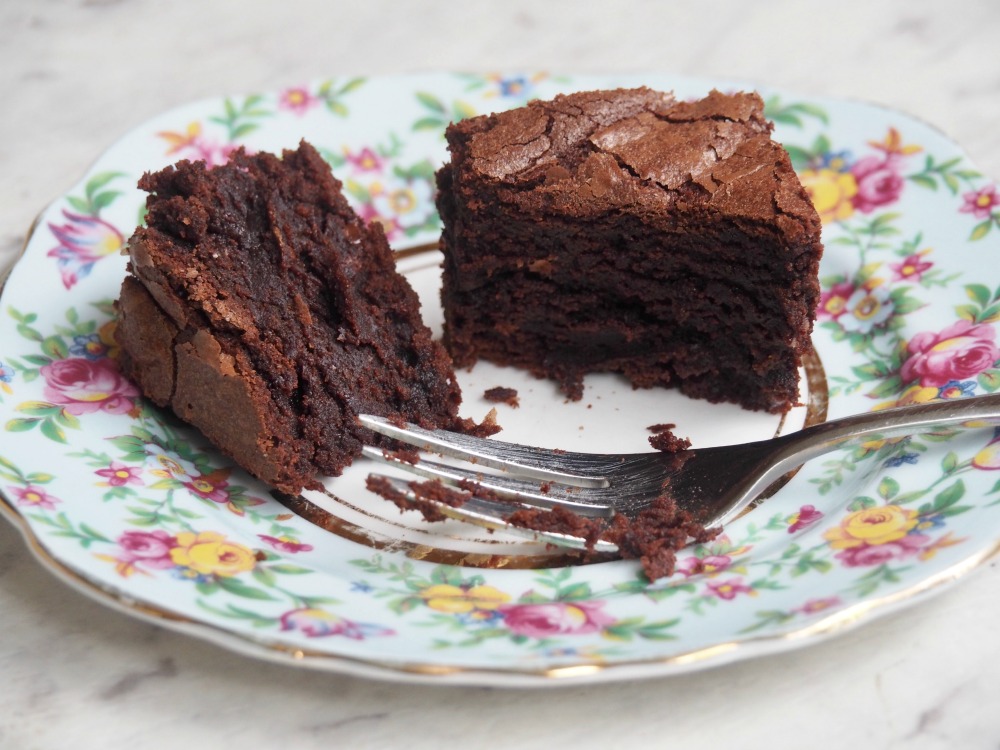 squidgy chocolate orange brownies cut fork