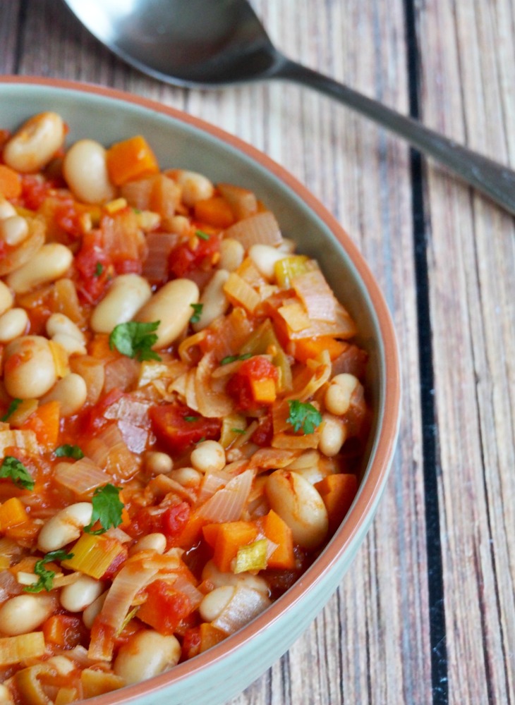 bean and cider stew side view