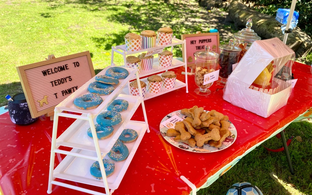 dog food table at puppy party