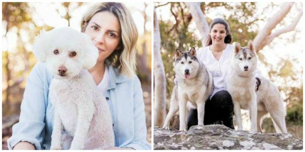 two women with their dogs