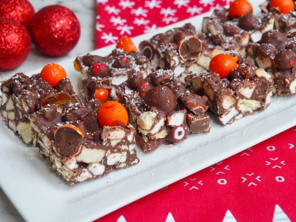 plate of chocolate orange rocky road