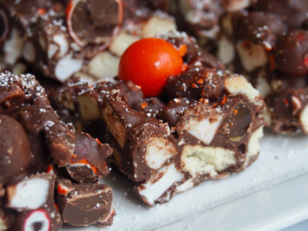 close up of chocolate orange rocky road