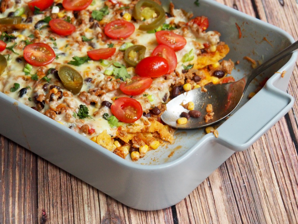 loaded turkey nachos spoon in