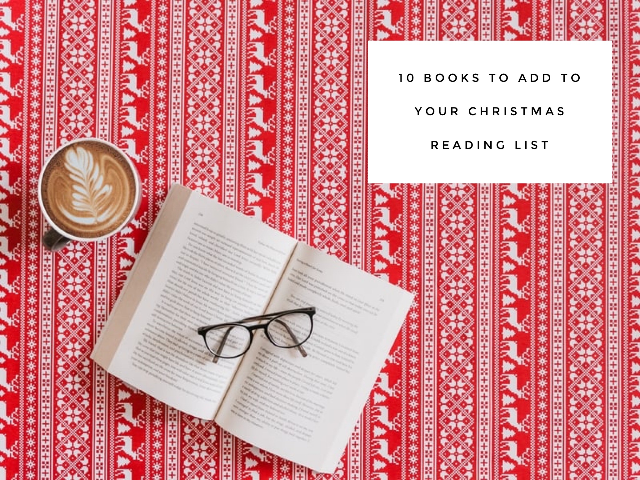 coffee open book and glasses on red scandi background