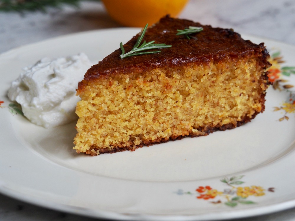 slice of gluten free dairy free orange cake