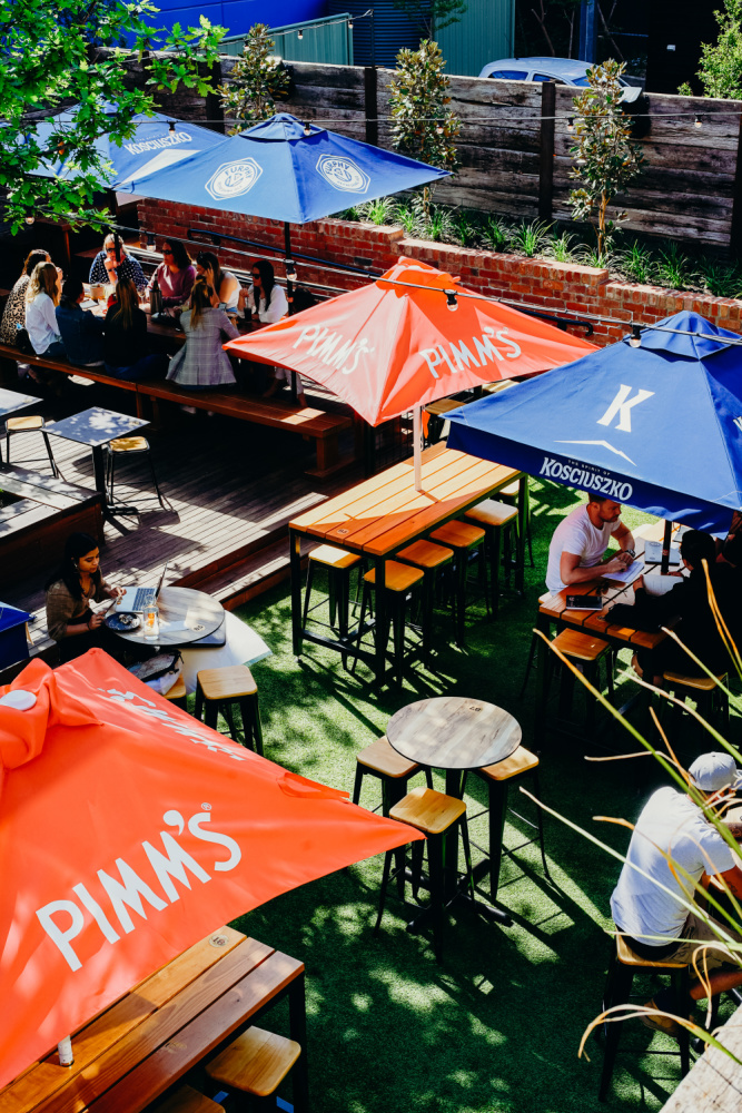 beer garden assembly canberra from above