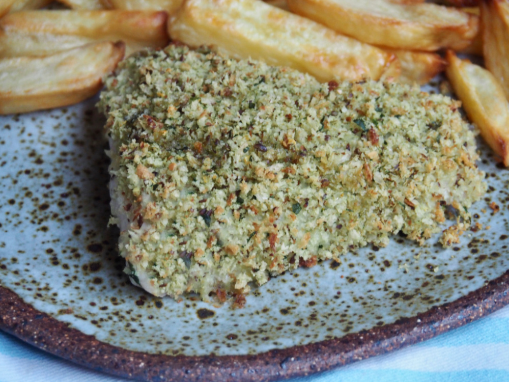 crumbed fish with handcut chips