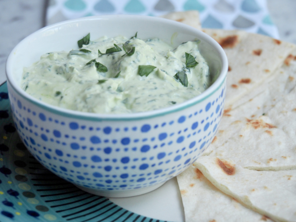 bowl of spinach feta dip side view