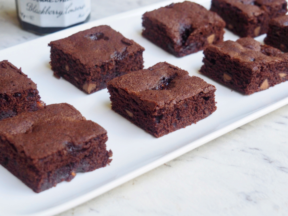 jam puddle brownies on plate