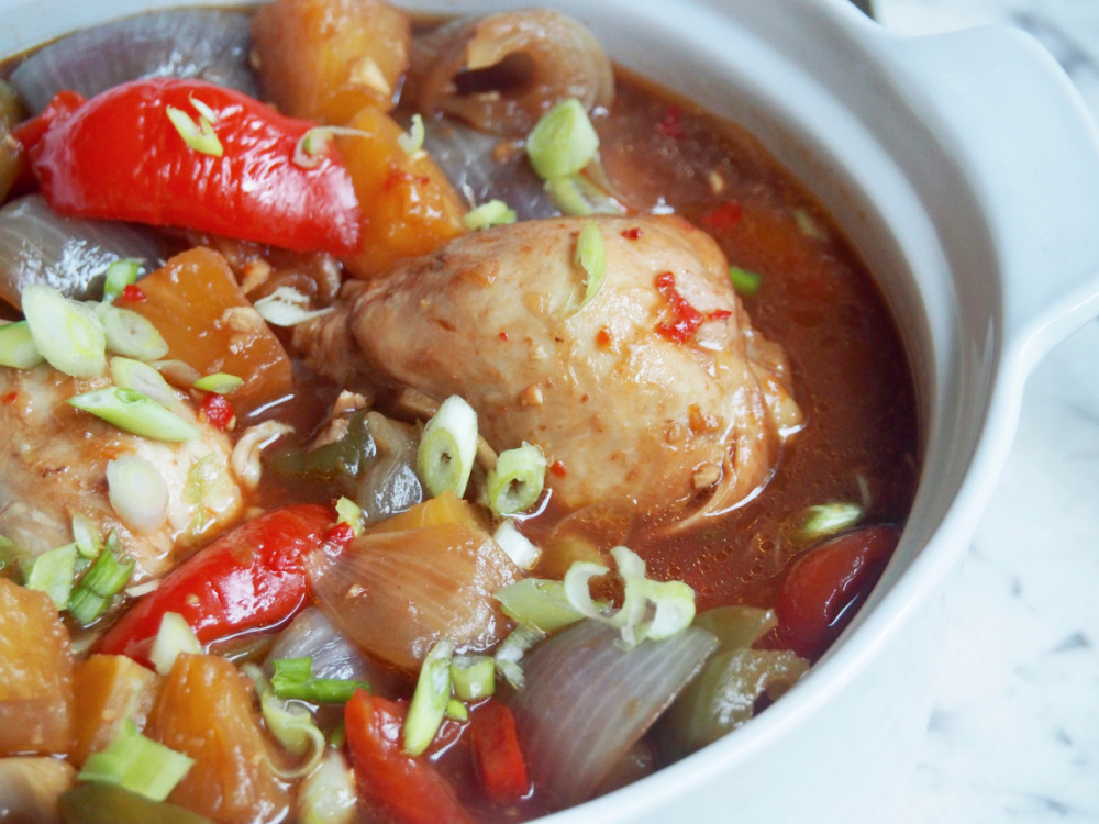 slow cooker sweet and sour chicken casserole dish