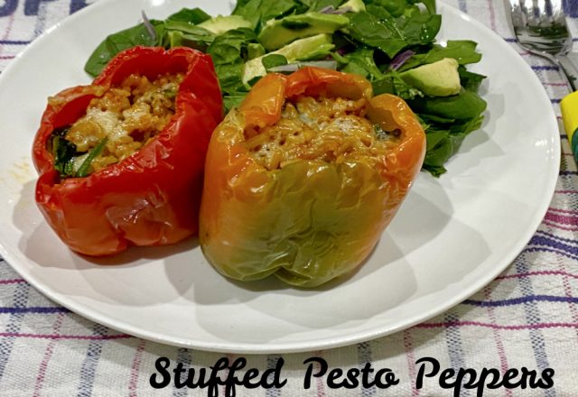 Quarantine Cooking: Microwave Stuffed Pesto Peppers