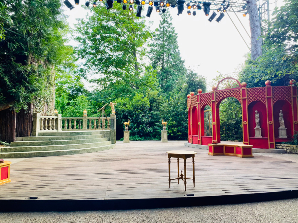 outside stage set for shakespeare