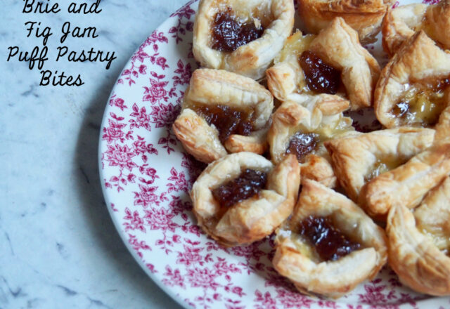 3 Ingredient Brie and Fig Jam Puff Pastry Bites