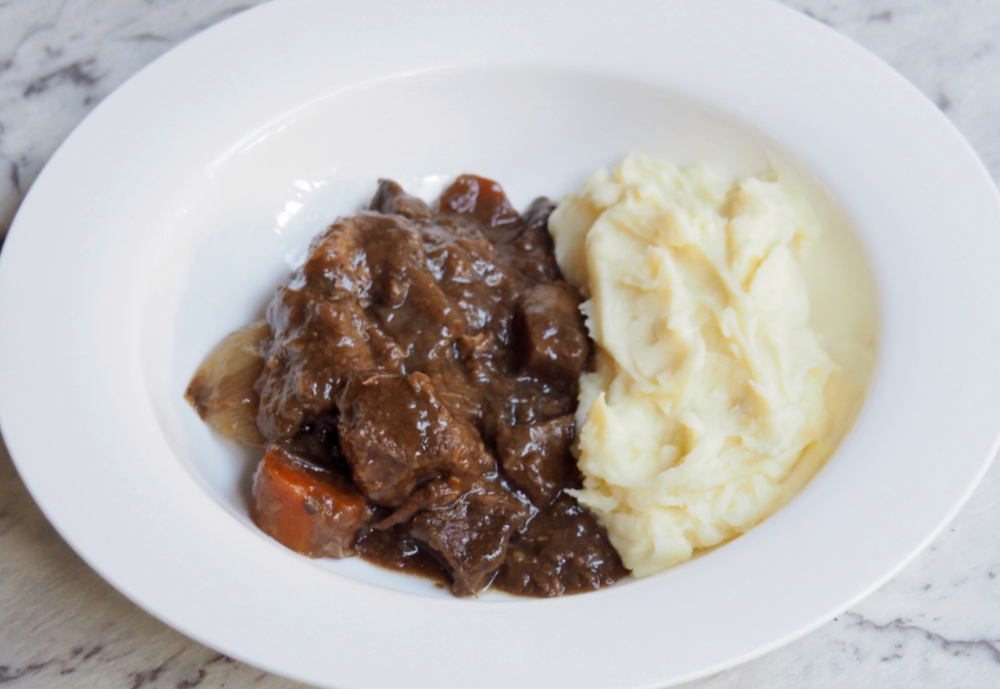 slow cooker beef in stout with mash