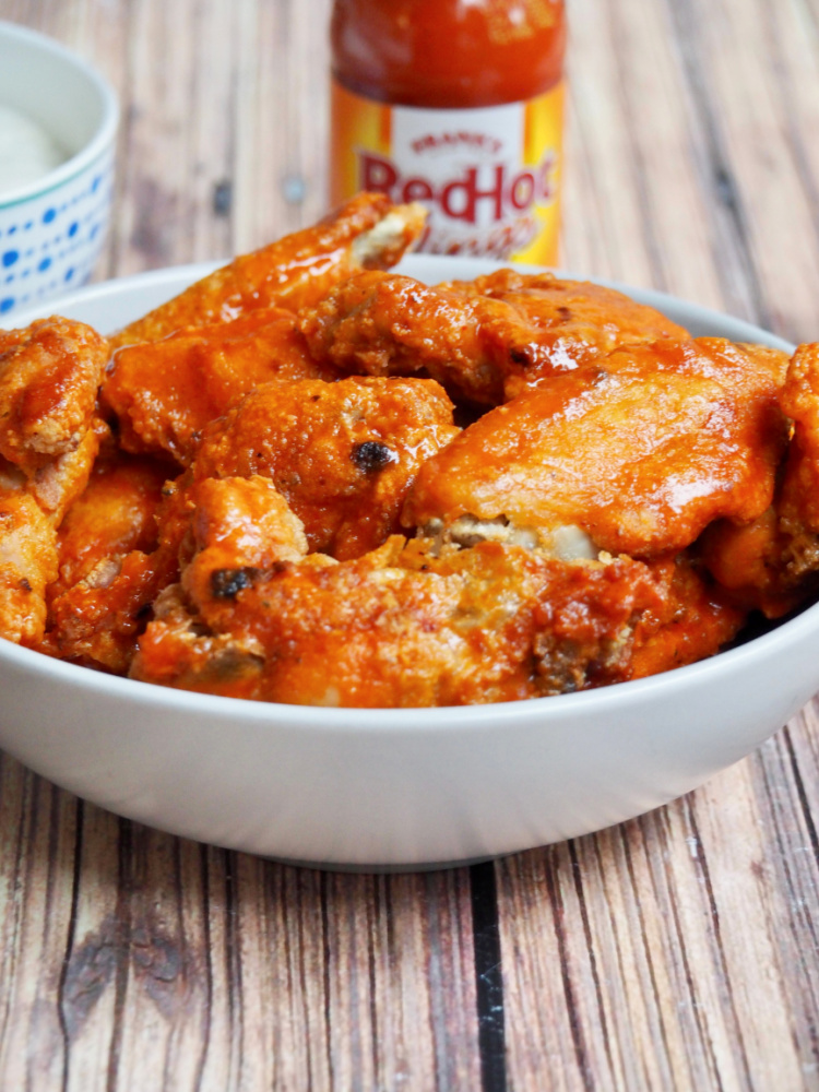 oven baked chicken wings close up