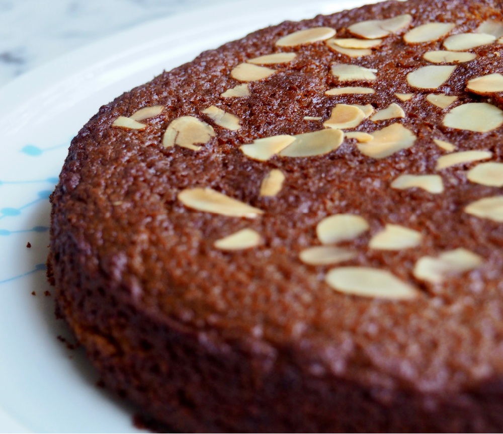 side view of dairy free honey cake