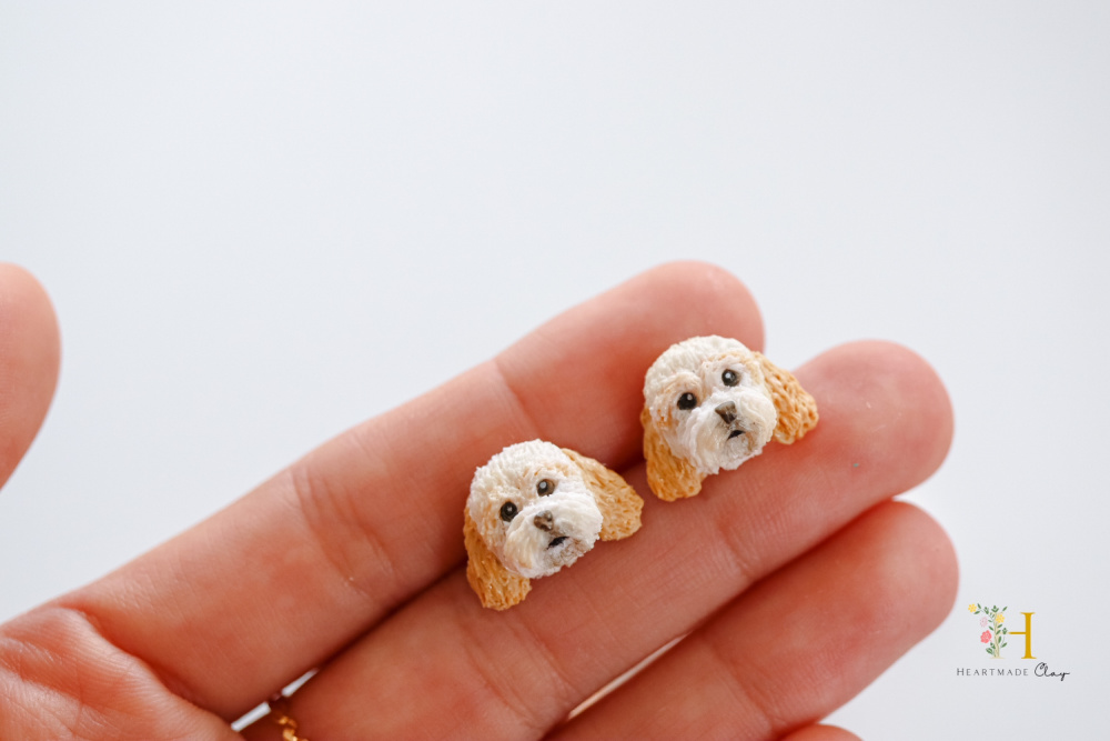 polymer cavoodle earrings