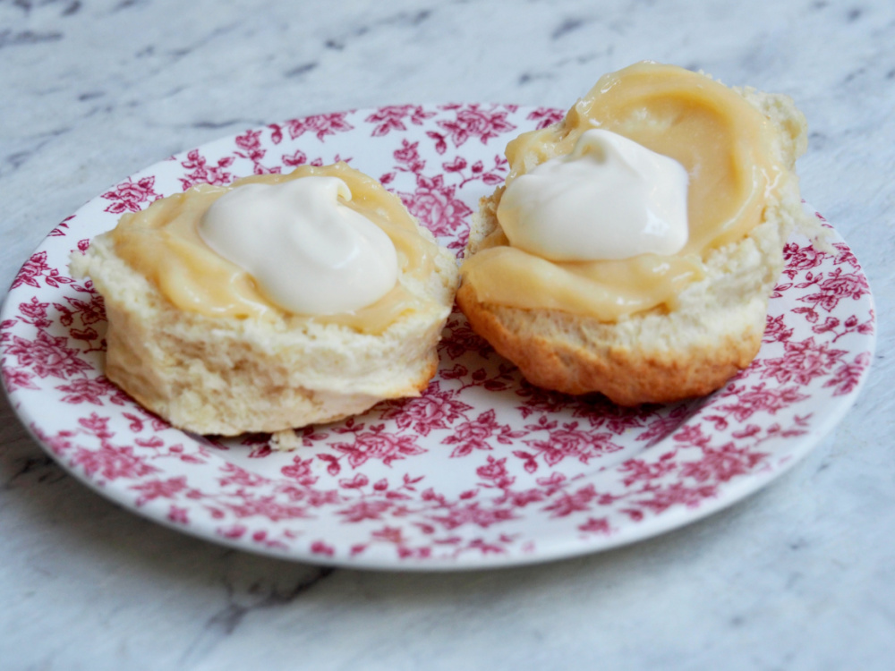 scones with lemon butter and cream