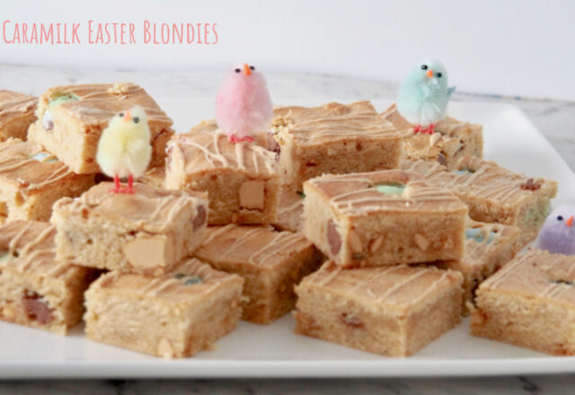 Melt and Mix Easter Caramilk Blondies