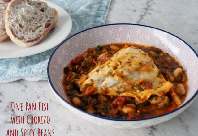 One Pan Fish with Chorizo and Spicy Beans