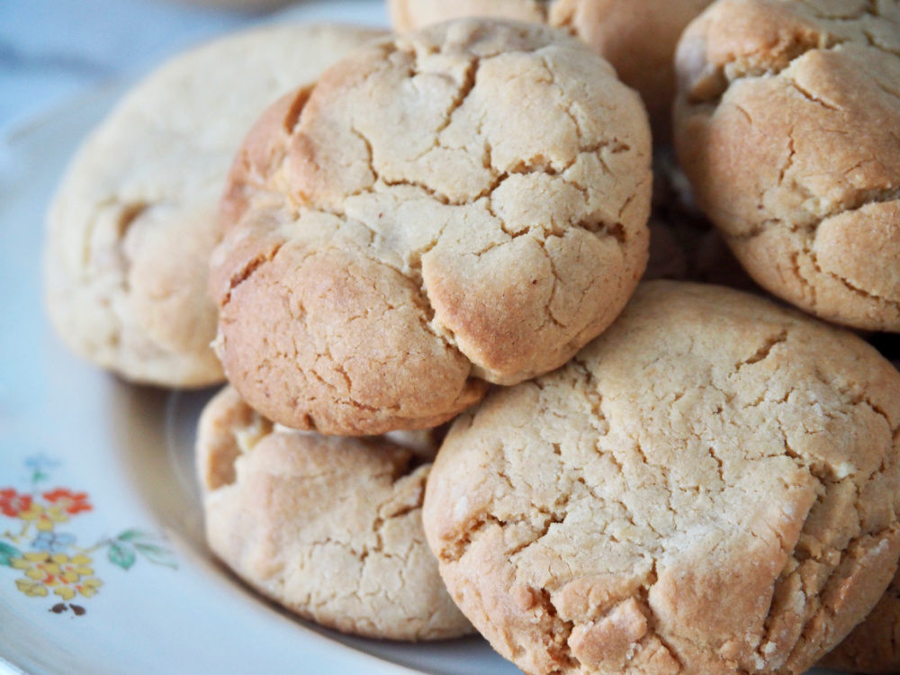 close up of peanut butter chip cookies 