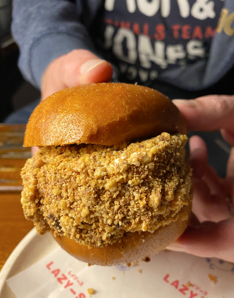 hands holding an ice cream bao