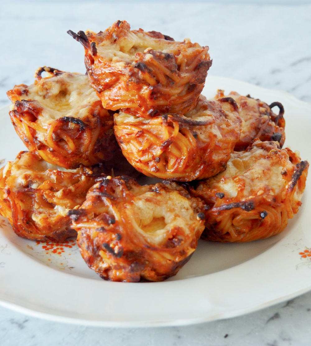 plate of spaghetti bolognese muffins