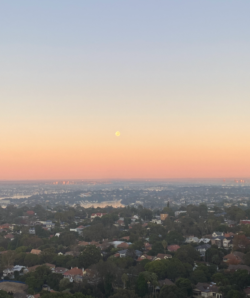 sunrise with moon