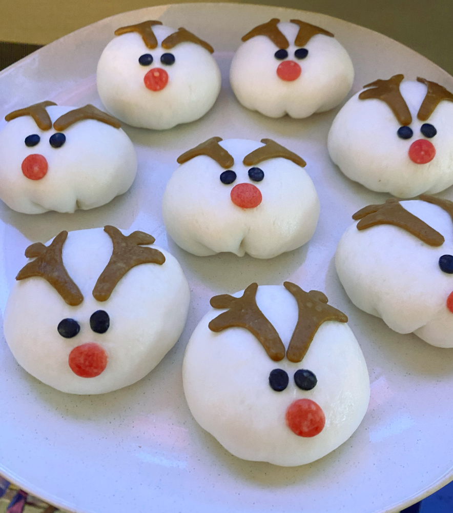 reindeer bao on a plate