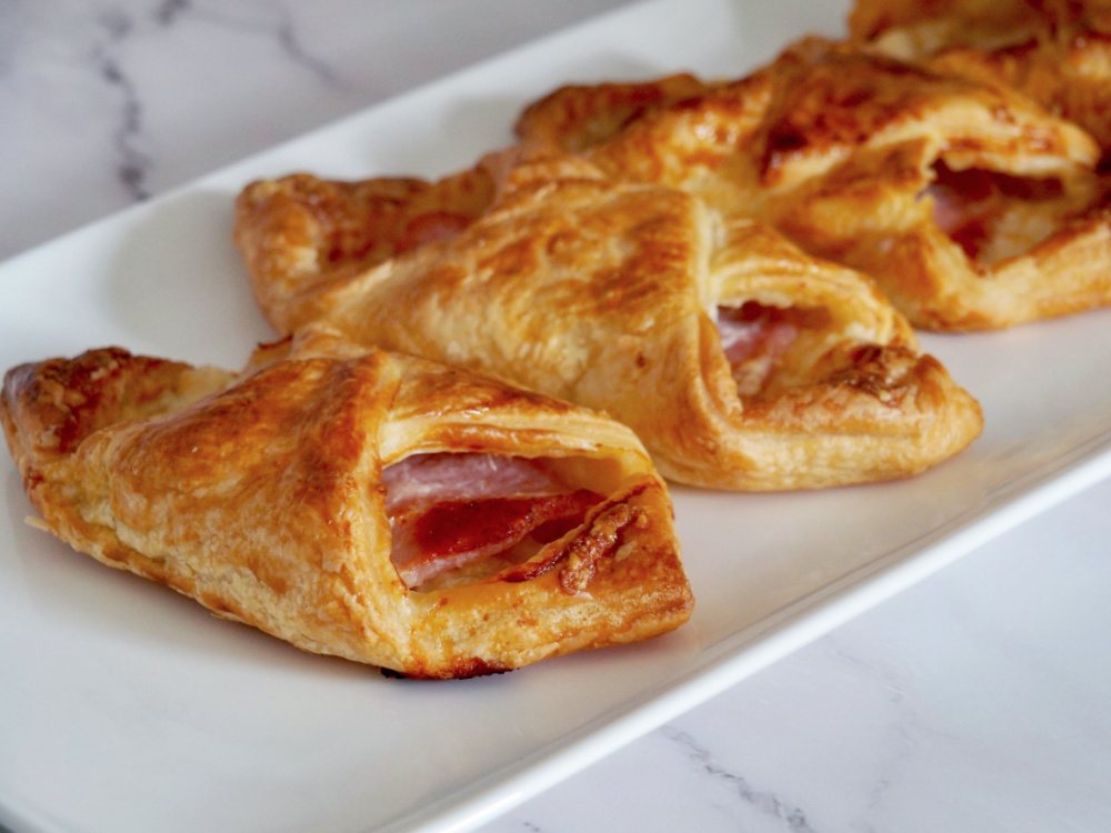 side view of cheesy turnovers