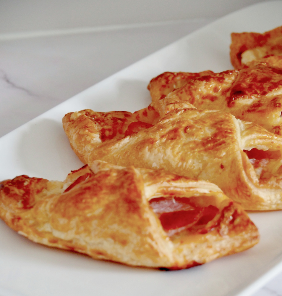 close up of cheesy turnovers