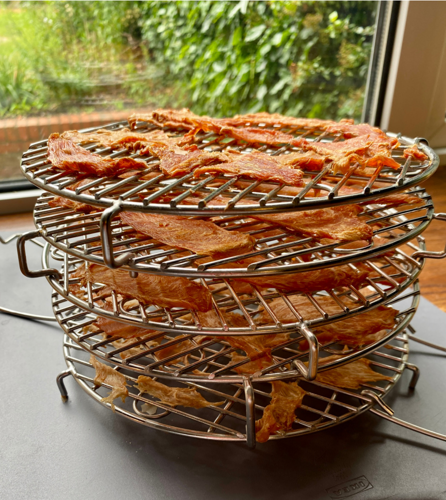 dehydrated chicken jerky on ninja racks