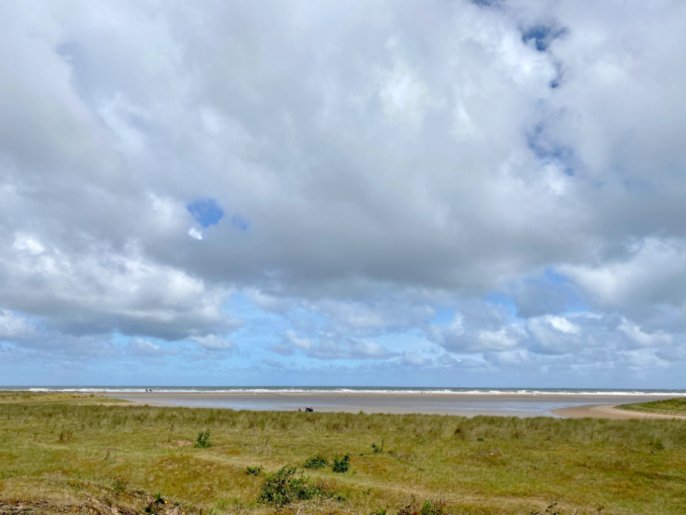view over marshes to beach at holkham